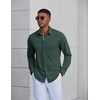 image:imageCOOFANDY Mens Dress Shirt Long Sleeve Wrinkle Free Casual Button Down ShirtArmy Green