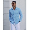 image:imageCOOFANDY Mens Dress Shirt Long Sleeve Wrinkle Free Casual Button Down ShirtBluewhite Star