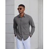 image:imageCOOFANDY Mens Dress Shirt Long Sleeve Wrinkle Free Casual Button Down ShirtDark Grey