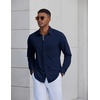 image:imageCOOFANDY Mens Dress Shirt Long Sleeve Wrinkle Free Casual Button Down ShirtNavy Blue