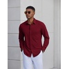 image:imageCOOFANDY Mens Dress Shirt Long Sleeve Wrinkle Free Casual Button Down ShirtWine Red