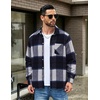 image:imageCOOFANDY Mens Flannel Shirts Long Sleeve Lightweight Plaid Shirt Casual Button Down Shirts JacketNavy White