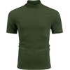 image:imageCOOFANDY Mens Mock Turtleneck Shirts Short Sleeve Casual Basic TShirts Ribbed Solid Pullover TopsArmy Green