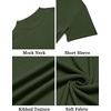 image:imageCOOFANDY Mens Mock Turtleneck Shirts Short Sleeve Casual Basic TShirts Ribbed Solid Pullover TopsArmy Green