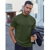 image:imageCOOFANDY Mens Mock Turtleneck Shirts Short Sleeve Casual Basic TShirts Ribbed Solid Pullover TopsArmy Green