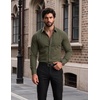 image:imageCOOFANDY Mens Muscle Fit Dress Shirt Wrinkle Free Sretch Shirts Long Sleeve Casual Button Down ShirtsArmy Green