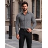 image:imageCOOFANDY Mens Muscle Fit Dress Shirt Wrinkle Free Sretch Shirts Long Sleeve Casual Button Down ShirtsDark Gray