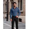 image:imageCOOFANDY Mens Muscle Fit Dress Shirt Wrinkle Free Sretch Shirts Long Sleeve Casual Button Down ShirtsDeep Blue