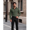 image:imageCOOFANDY Mens Muscle Fit Dress Shirt Wrinkle Free Sretch Shirts Long Sleeve Casual Button Down ShirtsDeep Green