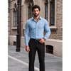 image:imageCOOFANDY Mens Muscle Fit Dress Shirt Wrinkle Free Sretch Shirts Long Sleeve Casual Button Down ShirtsLight Blue