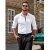image:imageCOOFANDY Mens Muscle Fit Dress Shirt Wrinkle Free Sretch Shirts Long Sleeve Casual Button Down ShirtsWhite