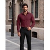 image:imageCOOFANDY Mens Muscle Fit Dress Shirt Wrinkle Free Sretch Shirts Long Sleeve Casual Button Down ShirtsWine Red