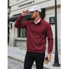 image:imageCOOFANDY Mens Quarter Button Pullover Sweatshirts 14 Button Casual SweaterDeep Red