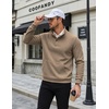image:imageCOOFANDY Mens Quarter Button Pullover Sweatshirts 14 Button Casual SweaterKhaki