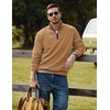 image:imageCOOFANDY Mens Quarter Zip Pullover 2026 Fashion Texture 14 Zip SweatshirtCaramel Orange