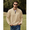 image:imageCOOFANDY Mens Quarter Zip Pullover 2026 Fashion Texture 14 Zip SweatshirtOatmeal