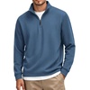 image:imageCOOFANDY Mens Quarter Zip Pullover FleeceLined Mock Neck Sweatshirt CasualBlue