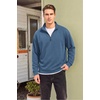 image:imageCOOFANDY Mens Quarter Zip Pullover FleeceLined Mock Neck Sweatshirt CasualBlue