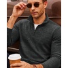 image:imageCOOFANDY Mens Quarter Zip Pullover Sweater Regular Fit Fleece SweatshirtDark Grey