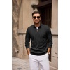 image:imageCOOFANDY Mens Quarter Zip Pullover Sweater Stretch Knit Checked SweaterBlack