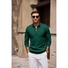 image:imageCOOFANDY Mens Quarter Zip Pullover Sweater Stretch Knit Checked SweaterBright Green