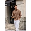 image:imageCOOFANDY Mens Quarter Zip Pullover Sweater Stretch Knit Checked SweaterBrown
