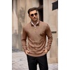 image:imageCOOFANDY Mens Quarter Zip Pullover Sweater Stretch Knit Checked SweaterBrown
