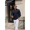 image:imageCOOFANDY Mens Quarter Zip Pullover Sweater Stretch Knit Checked SweaterDark Blue