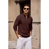 image:imageCOOFANDY Mens Quarter Zip Pullover Sweater Stretch Knit Checked SweaterDark Brown