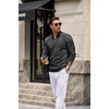 image:imageCOOFANDY Mens Quarter Zip Pullover Sweater Stretch Knit Checked SweaterDark Grey
