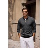 image:imageCOOFANDY Mens Quarter Zip Pullover Sweater Stretch Knit Checked SweaterDark Grey