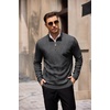 image:imageCOOFANDY Mens Quarter Zip Pullover Sweater Stretch Knit Checked SweaterDark Grey