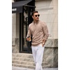 image:imageCOOFANDY Mens Quarter Zip Pullover Sweater Stretch Knit Checked SweaterKhaki