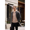 image:imageCOOFANDY Mens Quarter Zip Pullover Sweater Stretch Knit Checked SweaterKhaki