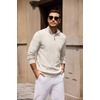image:imageCOOFANDY Mens Quarter Zip Pullover Sweater Stretch Knit Checked SweaterLight Khaki