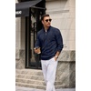 image:imageCOOFANDY Mens Quarter Zip Pullover Sweater Stretch Knit Checked SweaterNavy Blue