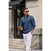 image:imageCOOFANDY Mens Quarter Zip Pullover Sweater Stretch Knit Checked SweaterRegal Blue