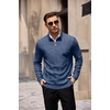 image:imageCOOFANDY Mens Quarter Zip Pullover Sweater Stretch Knit Checked SweaterRegal Blue
