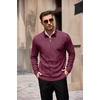 image:imageCOOFANDY Mens Quarter Zip Pullover Sweater Stretch Knit Checked SweaterWine Red