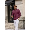 image:imageCOOFANDY Mens Quarter Zip Pullover Sweater Stretch Knit Checked SweaterWine Red