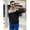 image:imageCOOFANDY Mens Quarter Zip Pullover Sweatshirt Casual Mock Neck Sweater 2026Color Block  Black  Khaki