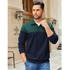 image:imageCOOFANDY Mens Quarter Zip Pullover Sweatshirt Casual Mock Neck Sweater 2026Color Block  Green  Navy Blue