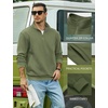 image:imageCOOFANDY Mens Quarter Zip Pullover Sweatshirt Fleece Mock Neck with PocketArmy Green