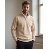 image:imageCOOFANDY Mens Quarter Zip Pullover Sweatshirt Fleece Mock Neck with PocketBeige