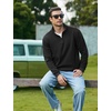 image:imageCOOFANDY Mens Quarter Zip Pullover Sweatshirt Fleece Mock Neck with PocketBlack