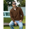 image:imageCOOFANDY Mens Quarter Zip Pullover Sweatshirt Fleece Mock Neck with PocketBrown