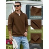 image:imageCOOFANDY Mens Quarter Zip Pullover Sweatshirt Fleece Mock Neck with PocketBrown
