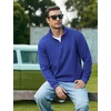 image:imageCOOFANDY Mens Quarter Zip Pullover Sweatshirt Fleece Mock Neck with PocketDark Blue