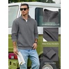 image:imageCOOFANDY Mens Quarter Zip Pullover Sweatshirt Fleece Mock Neck with PocketDark Gray