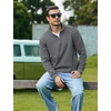 image:imageCOOFANDY Mens Quarter Zip Pullover Sweatshirt Fleece Mock Neck with PocketDark Gray